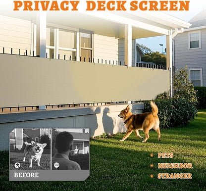 2.5' x 100' Balcony Privacy Screen Fence Cover with Zip Ties Grommets for Apartment Patio Porch Deck Backyard Outdoor (Beige)