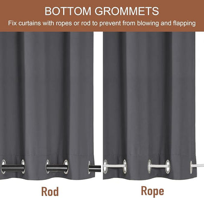 RYB HOME Extra Wide Outdoor Curtains 2 Panels or Patio Waterproof | Blackout - Image 3