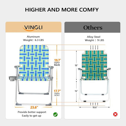 VINGLI Folding Aluminum Webbed Oversized Lawn Chairs - Image 3