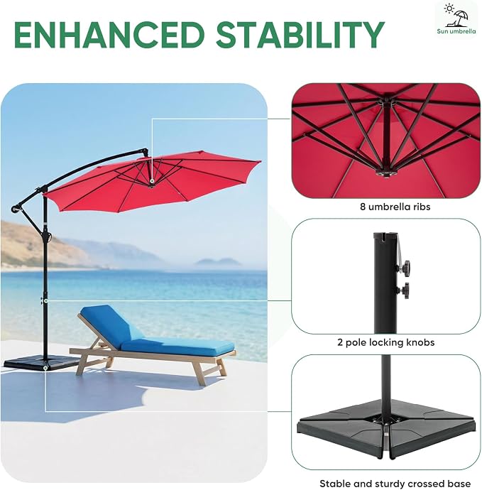 NEWBULIG 10FT Patio Umbrella, Cantilever Umbrella, UV Protection | Outdoor - Image 4
