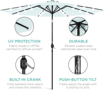 Best Choice Products 10ft Solar Polyester LED Lighted Patio Umbrella w/Tilt - Image 5