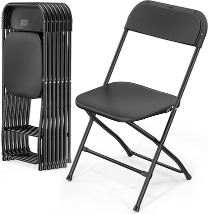VINGLI 8 Pack Black Plastic Folding Chair, Indoor Outdoor Portable Stackable by VINGLI