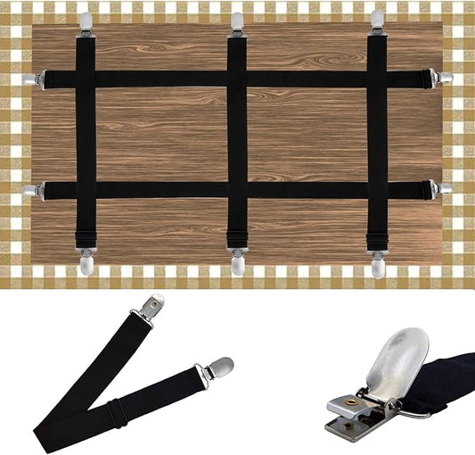 Hidden Strap Tablecloth Clips - Perfect for Picnic Tables and Thick Tables Indoor and Outdoor, Keep Your Tablecloth Secure with Our Invisible Table Cloth Clips!