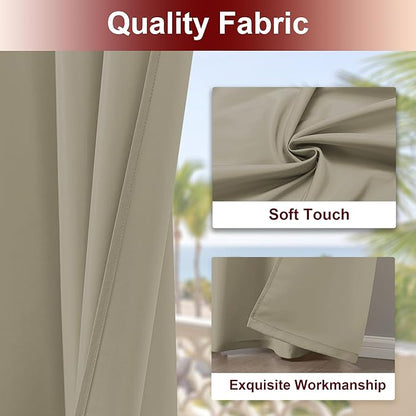 HolidayIdeas Grommet Outdoor Curtains for Patio Waterproof 8 Pcs All Weather Balcony Outside Curtains for Apartments, Gazebo, Pergolas, Porch, 54x95 Inch, Taupe