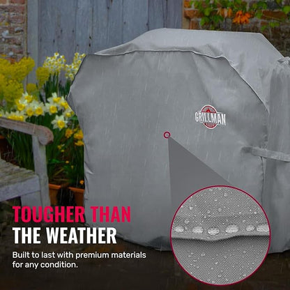 Grill Cover by Grillman, Gray, 60 Inch, BBQ Outdoor Grill Covers, Charcoal & Gas Grills, Waterproof, Rip-Proof, Weather-Resistant, Anti-UV, Barbecue Cover for Weber, Genesis, Charbroil, Nexgrill, etc
