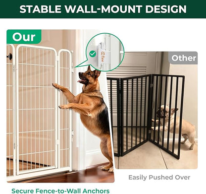 FXW Dog Gate Extra Wide Designed for Indoor Use, Adjustable Width Up to 55-inch Wide (45" H 2 Wire Panels for Large Dogs), White