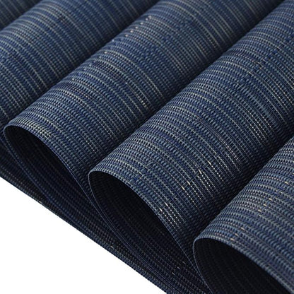 Plastic Placemats,Non Slip Washable Placemats for Dining Table Wipe Clean Table Mats Set of 6(Navy Blue)