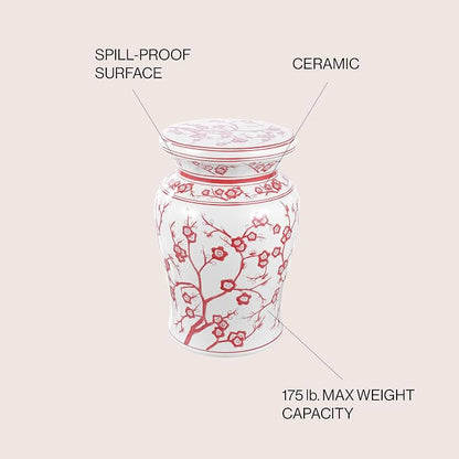 JONATHAN Y Cherry Blossom 18" Ceramic Garden Stool Side Table, Plant Stand - Image 4