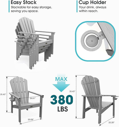 THOEOE Stackable Adirondack Chair Set of 8, Fire Pit Chairs Set of 8 | - Image 2