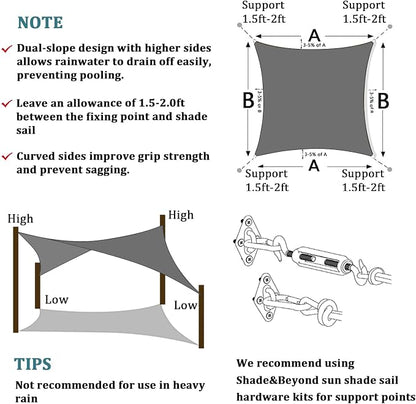 Shade&Beyond 10'x16' Sun Shade Sail Canopy Rectangle, UV Block Breathable - Image 5