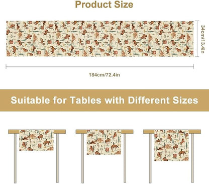 Western Cowboy Table Runner, Rustic Country Cowboy Riding Horse Desert Table Runner for Home Kitchen Dining Patio Indoor Farmhouse Coffee Outdoor 13x70in