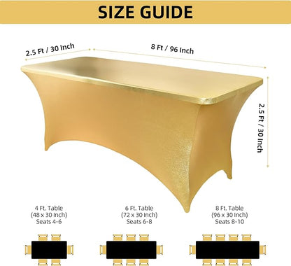 10-Pack 8ft Spandex Table Covers for Rectangle Folding Tables - Washable Elastic Tablecloth - Ultimate Fitted Table Protector for Parties, Trade Shows, Banquet, and Wedding