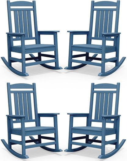SERWALL Outdoor Rocking Chair Set of 4, Oversized Patio Rocking Chair, Porch by SERWALL
