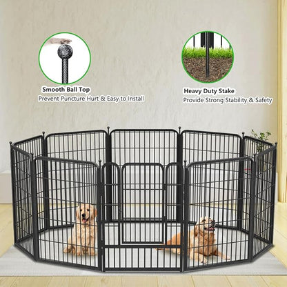 Garden Fence with Gate Metal Fencing for Yard, 32in x 46ft 20 Panels No Dig Fence Panels Temporary Dog Fence Rustproof Garden Fencing Flower Bed Edging for Patio