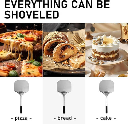 Perforated Pizza Peels 6 INCH pizza spatula paddle Long Handle Metal Pizza Spatula for Indoor and Outdoor (12 Inch)