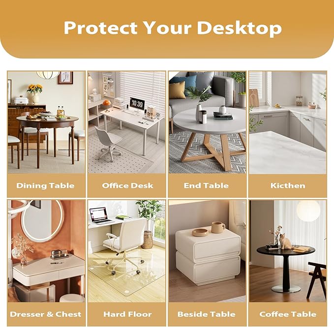 Round Frosted Table Cover Protector 42 Inch - 2mm Thick Waterproof PVC Furniture Protective Pad for Dining Room Tabletop