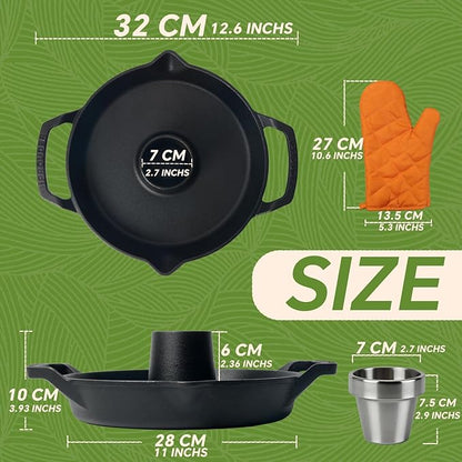 Cast Iron Chicken Roaster, Pre-Seasoned Vertical Poultry Roaster with Drip Pan, Beer Can Chicken Holder for Grill, Oven & Smoker