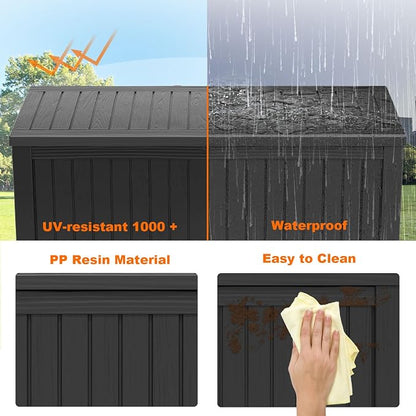 PatioZen 180 Gallon Resin Deck Box, Lockable Patio Outdoor Storage Box - Image 3