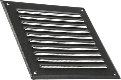 Vent Systems 6 x 6 Inch (Inner) - Pack of 2 - Black Vent Cover - Square Metal HVAC Return Air Grille with Mesh Screen - Register Wall Vent Duct Grill - Outdoor, Indoor, Crawlspace Exhaust Ventilation