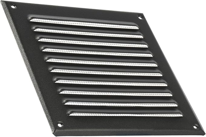 Vent Systems 6 x 6 Inch (Inner) Black Vent Cover - Square Metal HVAC Return Air Grille with Mesh Screen - Register Wall Vent Duct Grill - Outdoor, Indoor, Crawlspace - Exhaust Ventilation Grill