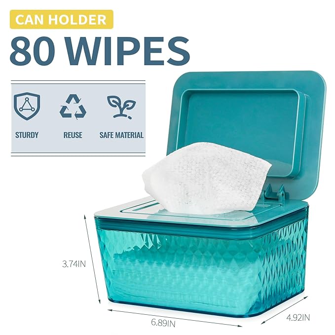 Wipes Dispenser, One-Handed Operation Wipe Holder for Baby & Adult, Seal-Designed Wipes Container for Bathroom Keep Diaper Wipes Fresh (Green)