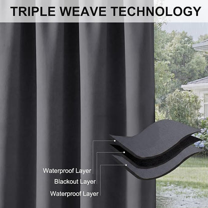 RYB HOME Outdoor Curtains for Patio Deck, Waterproof & Block Sunlight | Thermal - Image 6