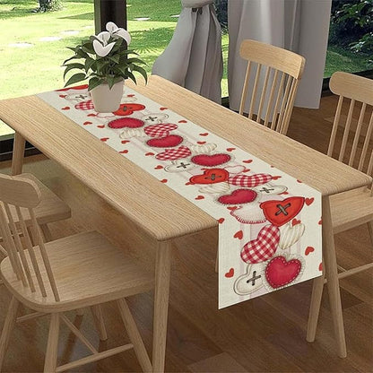 Valentines Day Table Runner,Rustic Red Heart Buttons Runner for Table Seasonal Romantic Decor for Indoor Outdoor Dining Table Decorations, 13"x36"