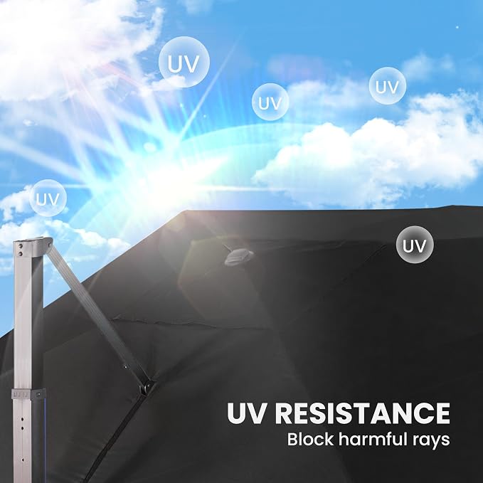 9' X 12' Cantilever Patio Umbrella Rectangular Outdoor Umbrellas | Heavy Duty - Image 9