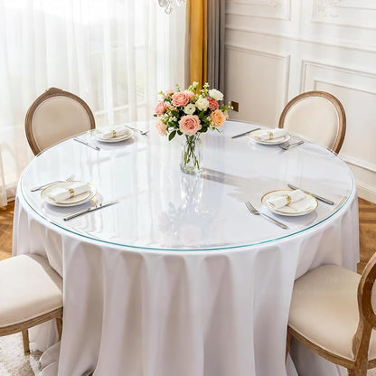 Round Clear Table Cover Protector 42 Inch - 2mm Thick Waterproof PVC Furniture Protective Pad for Dining Room Tabletop