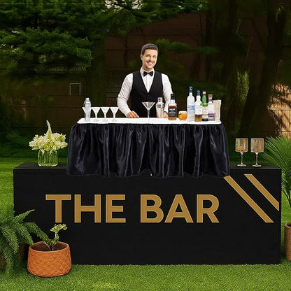 Bar Top Riser Tables Bar Riser with Skirt Mobile Folding Table Foldable Portable Risers for Banquet Events Home Party Picnics Restaurants(Table Not Included)(White,4 ft)