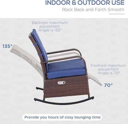Outsunny Wicker Outdoor Rocking Chair, Patio Recliner - Image 5