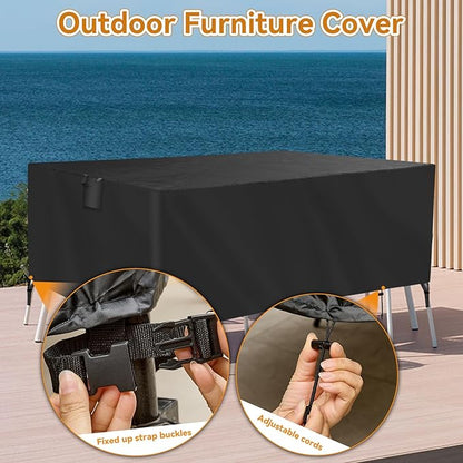 TUOKING Outdoor Furniture Covers Heavy-Duty 420D Waterproof Cover,All-Weather Patio Furniture Protector for Sofa,Chairs & Table-UV-Resistant,Anti-Tear Dustproof Covers (Black, 124"L x 71"W x 29"H)
