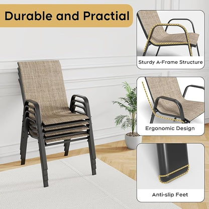 Patio Dining Chairs Set of 4 Outdoor Stackable Dining Chairs - Image 8