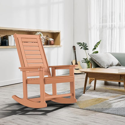 GREENVINES Oversized Outdoor Rocking Chairs Set of 2, HDPE Rocker, Teak | 21.7" - Image 7