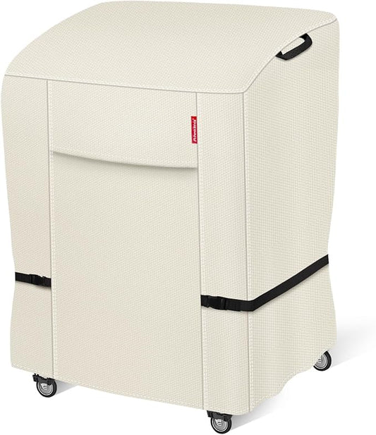 Porch Shield 34W x 24D x 46H inch Premium Gas Grill Cover Up to 32 inch, Waterproof and Fade Resistant 600D BBQ Covers for Weber, Brinkmann, Char-Broil and More, Light Tan