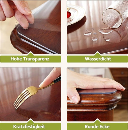 OstepDecor Clear Table Protector 46 x 66 Inch, 2mm Thick Plastic Table Cover, Waterproof PVC Clear Table Cover Protector, Desk Protector Mat, Writing Desk Pad for Desktop, Coffee & Dining Room Table