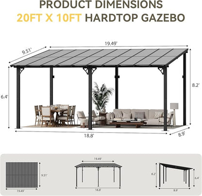 Aoxun 20' x 10' Gazebo for Patio, Gazebo Pergola - Image 2