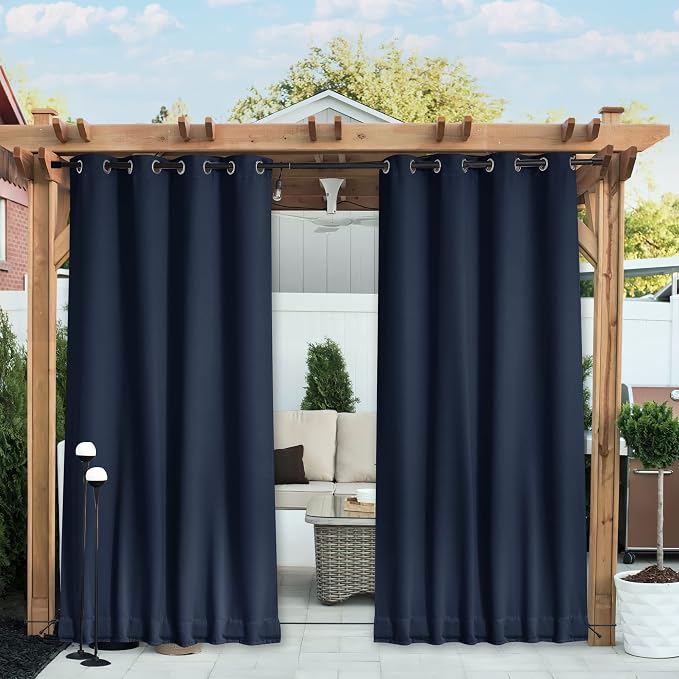 NICETOWN 2 Panels Outdoor Curtains Bottom Fixed by NICETOWN