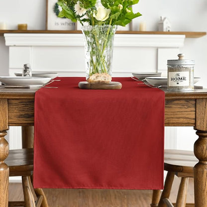 Artoid Mode Red Table Runner, Seasonal Christmas Washable Kitchen Dining Table Decoration for Home Party Decor 13x48 Inch