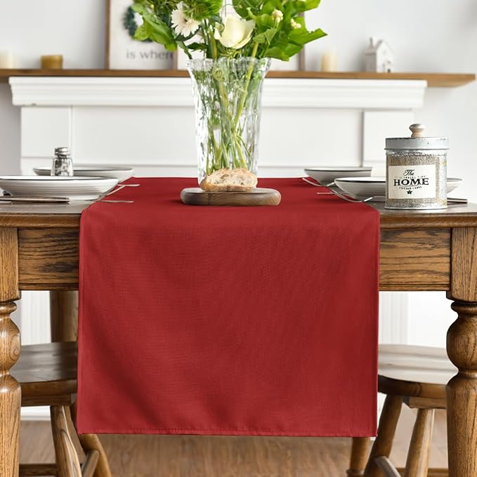 Artoid Mode Red Table Runner, Seasonal Christmas Washable Kitchen Dining Table Decoration for Home Party Decor 13x60 Inch