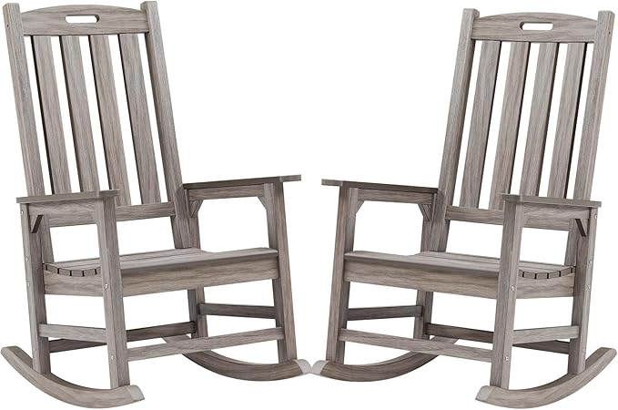 Outdoor Rocking Chair Set of 2, Oversized Porch Rocker | Weather Resistant by PsilvamGardenFurniture