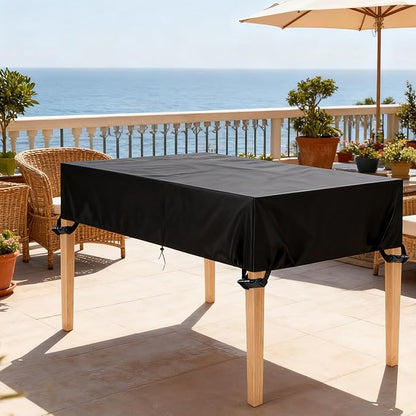 Outdoor Table Cover 75"L x 28"W x 8"H, 420D Waterproof Outdoor Cover for Patio Furniture Dinning Table Picnic Coffee Tables Chairs and Sofas, Black