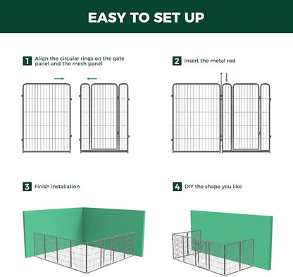 FXW Garden Fence Outdoor for The Yard – 40in(H) x 54.7ft(L) Heavy Duty Metal Animal Barrier for Dog and Rabbit, Decorative Dog Fence, 24 Panels, Silver