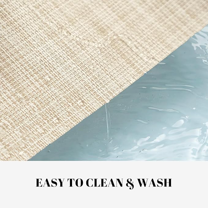 Placemats Set of 8 Vinyl/Plastic Woven Place Mats for Kitchen Table Indoor/Outdoor Washable Placemat Wipeable Dining Table Mats (Khaki Blue,8)