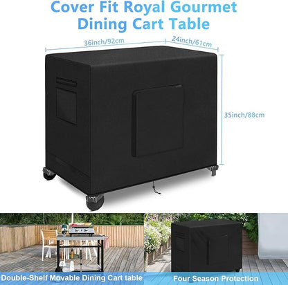 36 Inch Outdoor Prep Table Cover - Heavy Duty Waterproof Cover for Keter Unity Small Portable Table, Compatible with Storage Cabinet, Three-Shelf Movable Food Prep and Work Car - 36"L x 24"W x 35"H