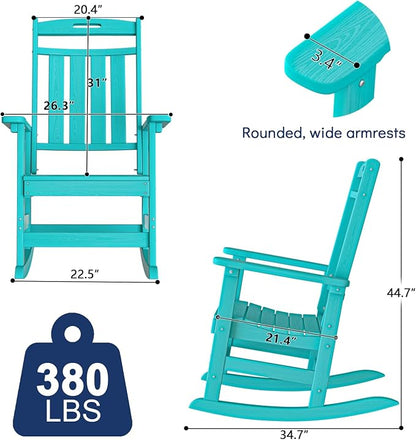 Oversized HDPE Outdoor Rocking Chair Set of 4, All-Weather, Aruba | Heavy Duty - Image 3