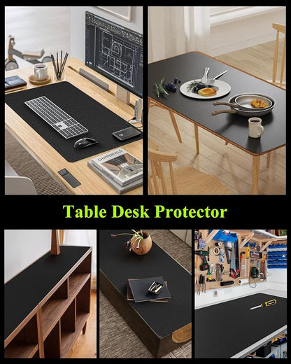 Black Plastic Table Cover Protector, 36" x 72" Waterproof Easy Flat PVC Desk Pad Mat, 1.5mm Thick Rectangle Vinyl Table Top Protector for Dining Room Table, Office, Dresser