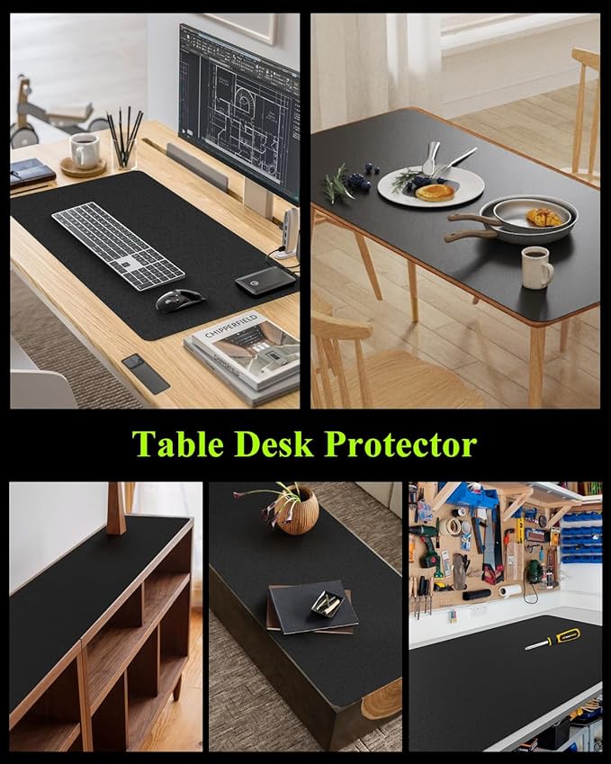 Black Plastic Table Cover Protector, 42" x 72" Waterproof Easy Flat PVC Desk Pad Mat, 1.5mm Thick Rectangle Vinyl Table Top Protector for Dining Room Table, Office, Dresser