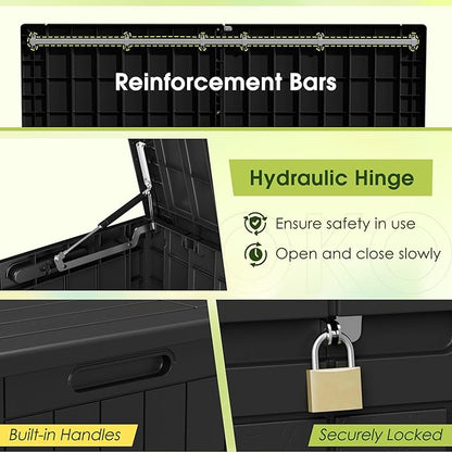 Devoko 100 Gallon Outdoor Storage Box, Waterproof Deck Box Lockable | Weather - Image 3
