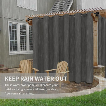 Easy-Going 100% Waterproof Outdoor Curtains 110x120 inch, Dark Grey | Windproof - Image 4